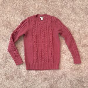 L L Bean Double L Cable Knit Sweater